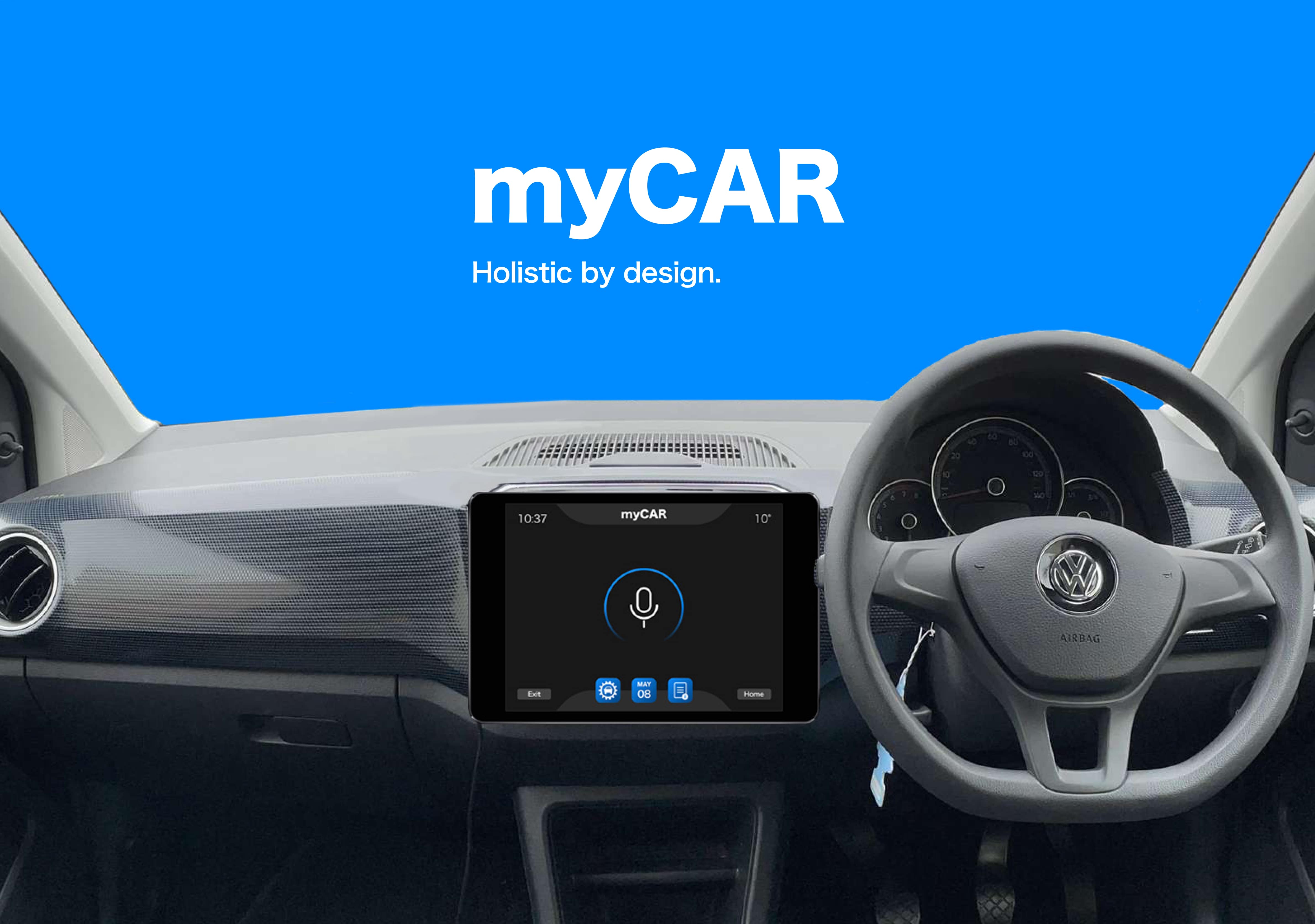 myCAR interface placed on a car dashboard